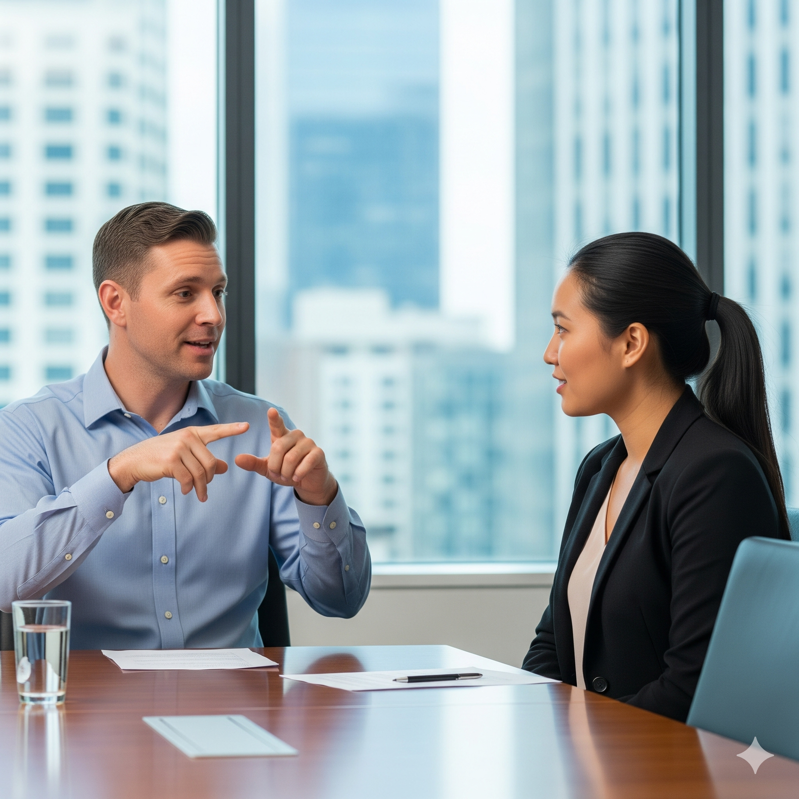 Professional interpreters in a meeting setting